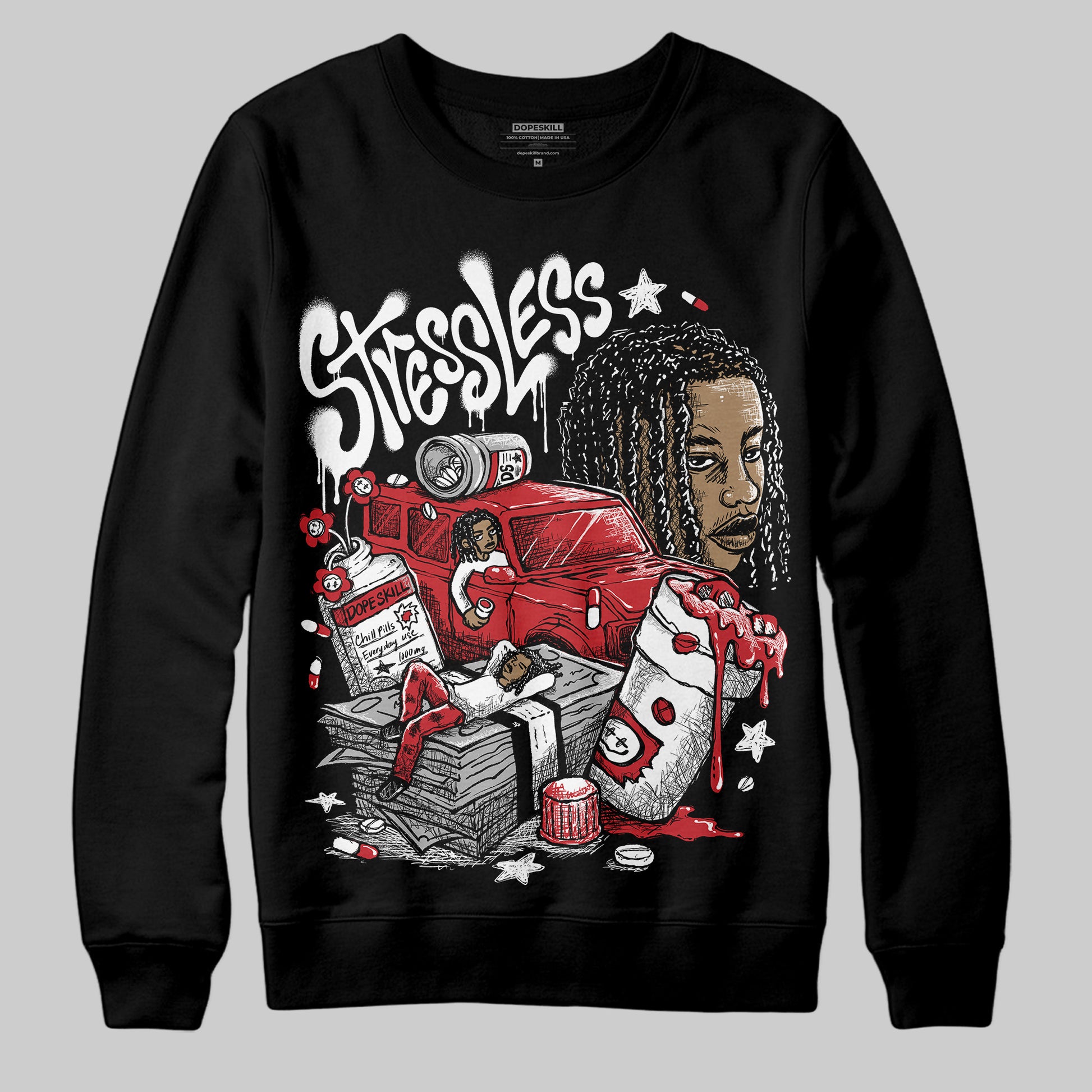 Jordan 11 Retro Low Bred (2025) DopeSkill Sweatshirt Stressless Graphic Streetwear - Black