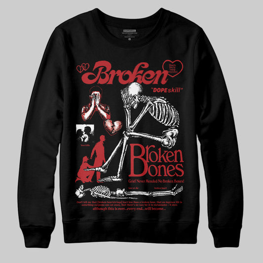 Jordan 12 Retro Flu Game (2025) DopeSkill Sweatshirt Broken Bones Graphic Streetwear - Black