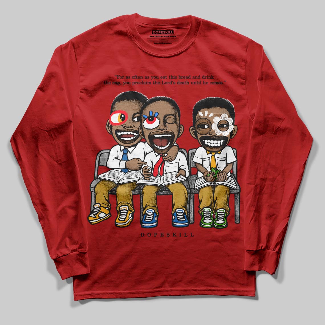 Red Sneakers DopeSkill Long Sleeve T-Shirt First Sunday Graphic Streetwear - Red