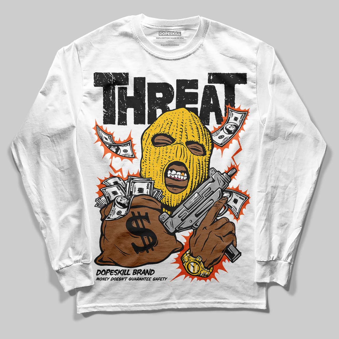 Yellow Sneakers DopeSkill Long Sleeve T-Shirt Under Threat Graphic Streetwear - White