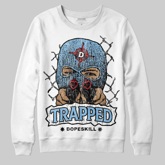 University Blue Sneakers DopeSkill Sweatshirt New Trapped Graphic Streetwear - White