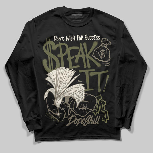 Jordan 3 “Medium Olive” aka “Family Affair” DopeSkill Long Sleeve T-Shirt Speak It Graphic Streetwear - black