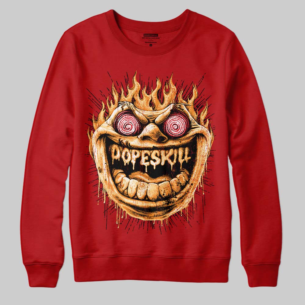 Red Sneakers DopeSkill Sweatshirt Hellfire Graphic Streetwear - red