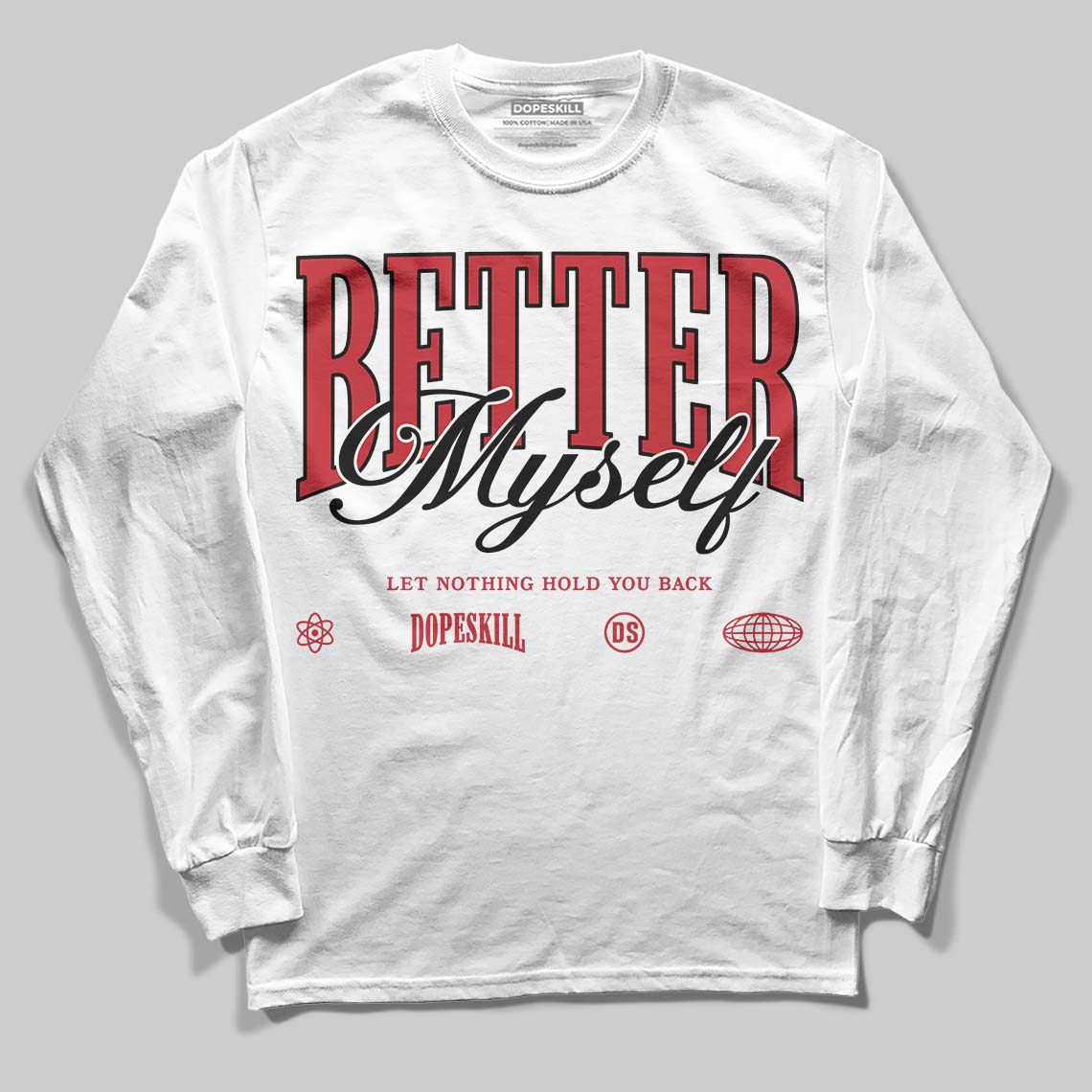 Jordan 5 Retro Fire Red Black Tongue (2025) DopeSkill Long Sleeve T-Shirt Better Myself Graphic Streetwear - White