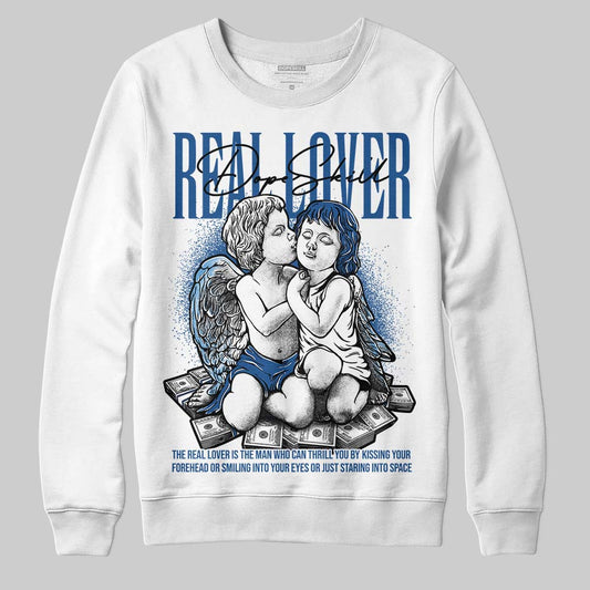 Jordan 1 Low OG “Storm Blue” DopeSkill Sweatshirt Real Lover Graphic Streetwear - White