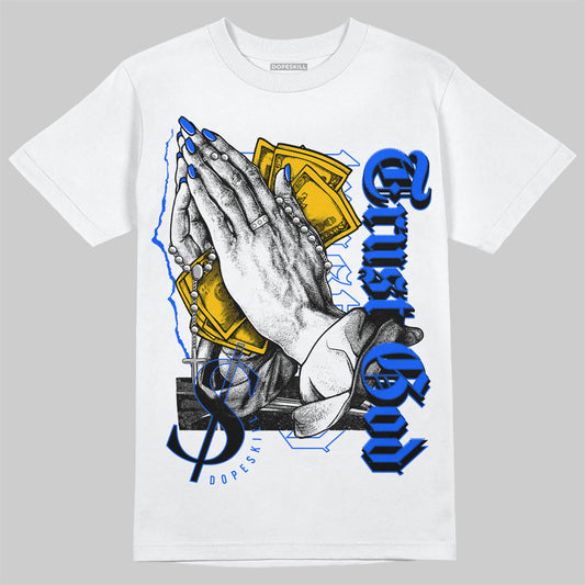 Royal Blue Sneakers DopeSkill T-Shirt Trust God Graphic Streetwear - White