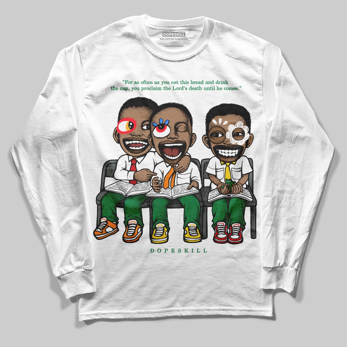 Jordan 5 “Lucky Green” DopeSkill Long Sleeve T-Shirt First Sunday Graphic Streetwear - White
