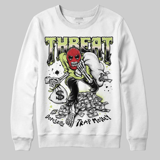 Jordan 5 “Luminous Green” DopeSkill Sweatshirt Threat Graphic Streetwear - White