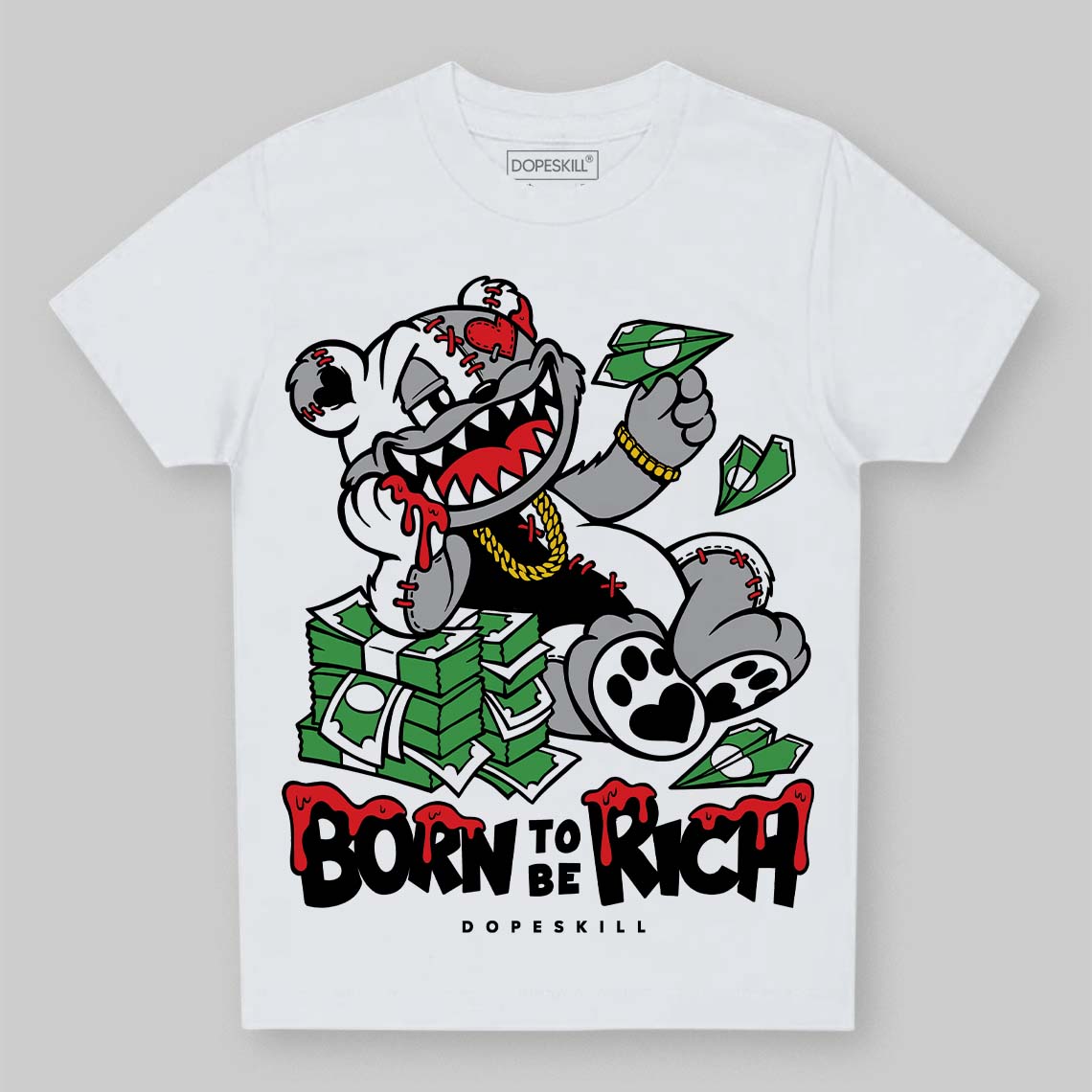 Jordan 4 “White Thunder” DopeSkill Toddler Kids T-shirt Born To Be Rich Graphic Streetwear - White