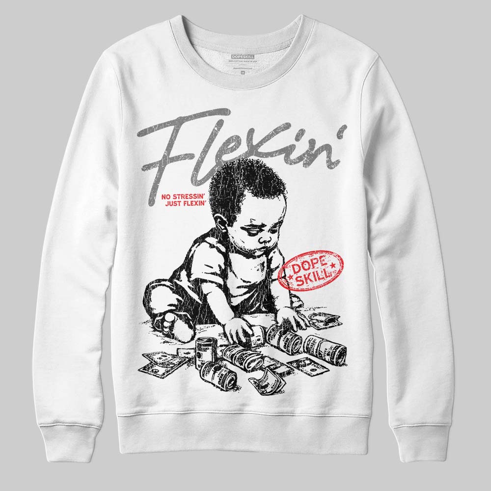 Grey Sneakers DopeSkill Sweatshirt Flexin' Graphic Streetwear - White