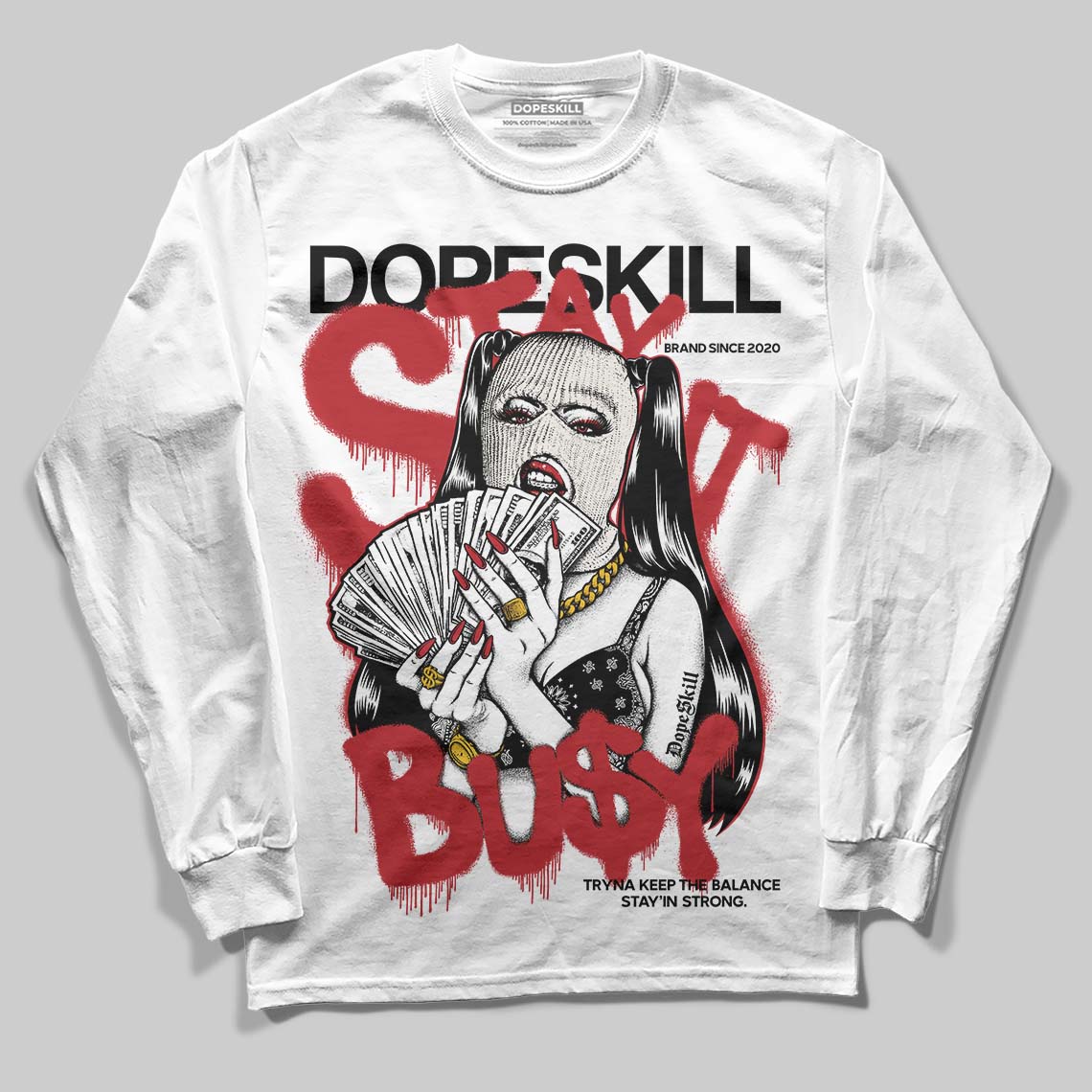 Nigel Sylvester x Jordan 1 Low OG “Nitro” DopeSkill Long Sleeve T-Shirt Stay It Busy Graphic Streetwear - White