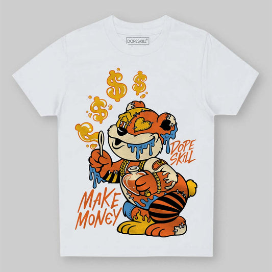 Orange, Black and White Sneakers DopeSkill Toddler Kids T-shirt Make Money Graphic Streetwear - White