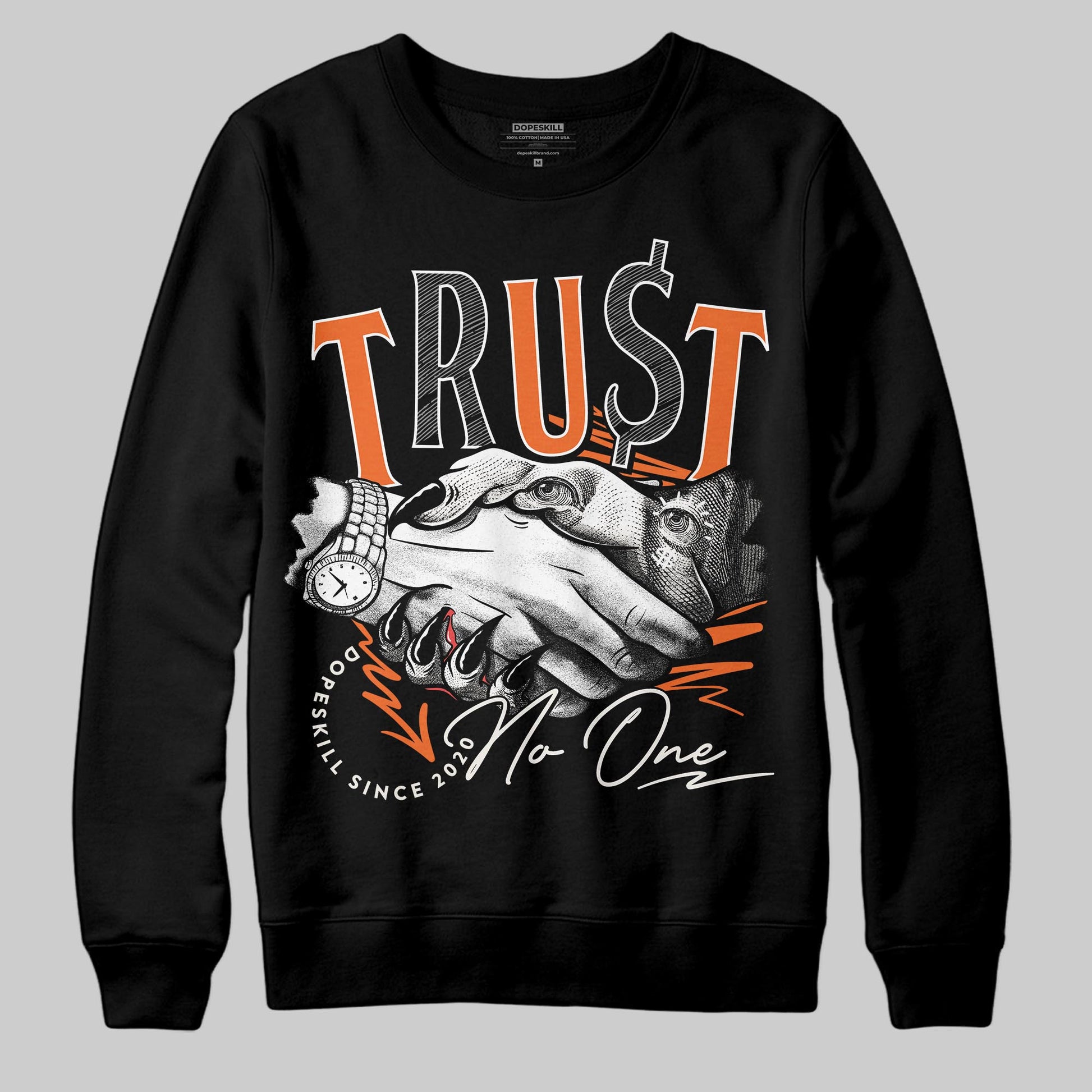 Jordan 1 Retro High OG Shattered Backboard (2025) DopeSkill Sweatshirt Trust No One Graphic Streetwear - Black
