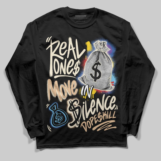 Jordan 17 Retro Low SP Infinite Archives DopeSkill Long Sleeve T-Shirt Real Ones Move In Silence Graphic Streetwear - black