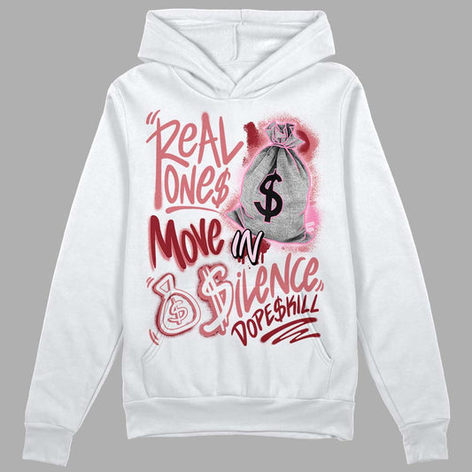 Valentine's Day Collection DopeSkill Hoodie Sweatshirt Real Ones Move In Silence Graphic Streetwear - White