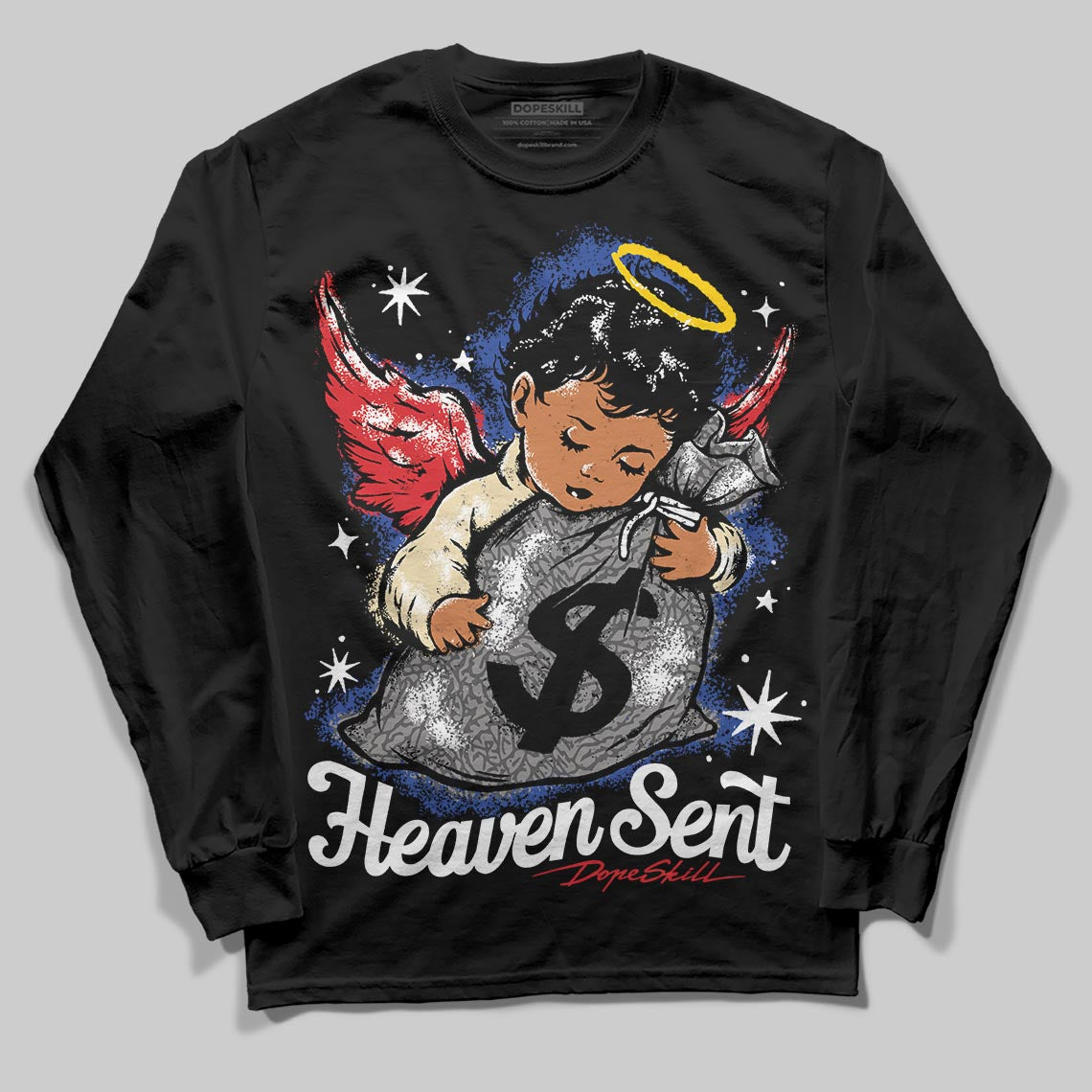 Jordan 3 “Seoul 2.0” DopeSkill Long Sleeve T-Shirt Heaven Sent Graphic Streetwear - Black