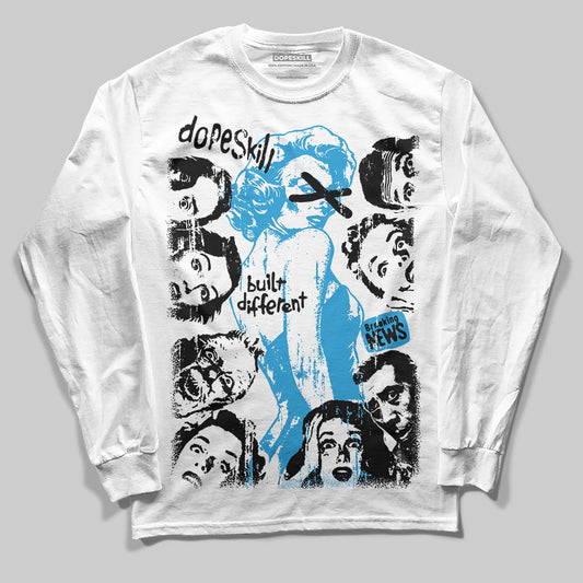 Jordan 4 Retro Military Blue DopeSkill Long Sleeve T-Shirt Built Different Graphic Streetwear - White