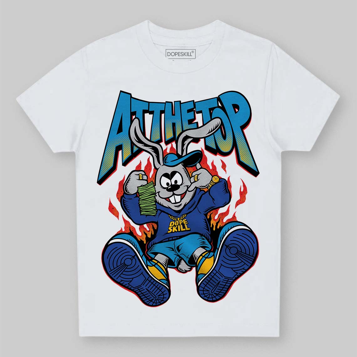 Royal Blue Sneakers DopeSkill Toddler Kids T-shirt At The Top Graphic Streetwear - White