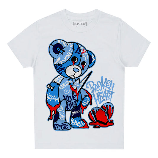 Jordan 9 Powder Blue DopeSkill Toddler Kids T-shirt Broken Heart Graphic Streetwear - White