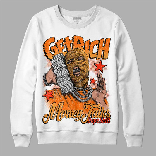 Orange, Black & White Sneakers DopeSkill Sweatshirt Get Rich Graphic Streetwear - White
