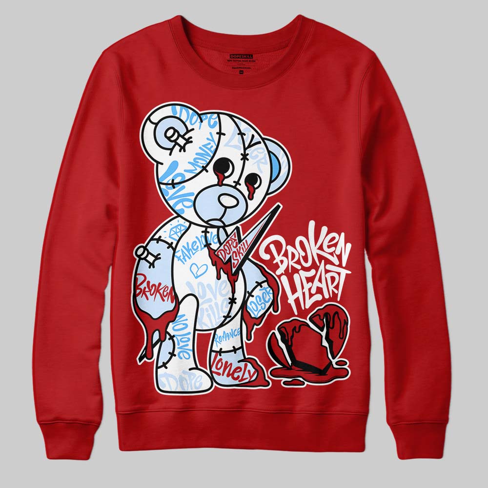 Jordan 11 Retro Cherry DopeSkill Varsity Red Sweatshirt Broken Heart Graphic Streetwear