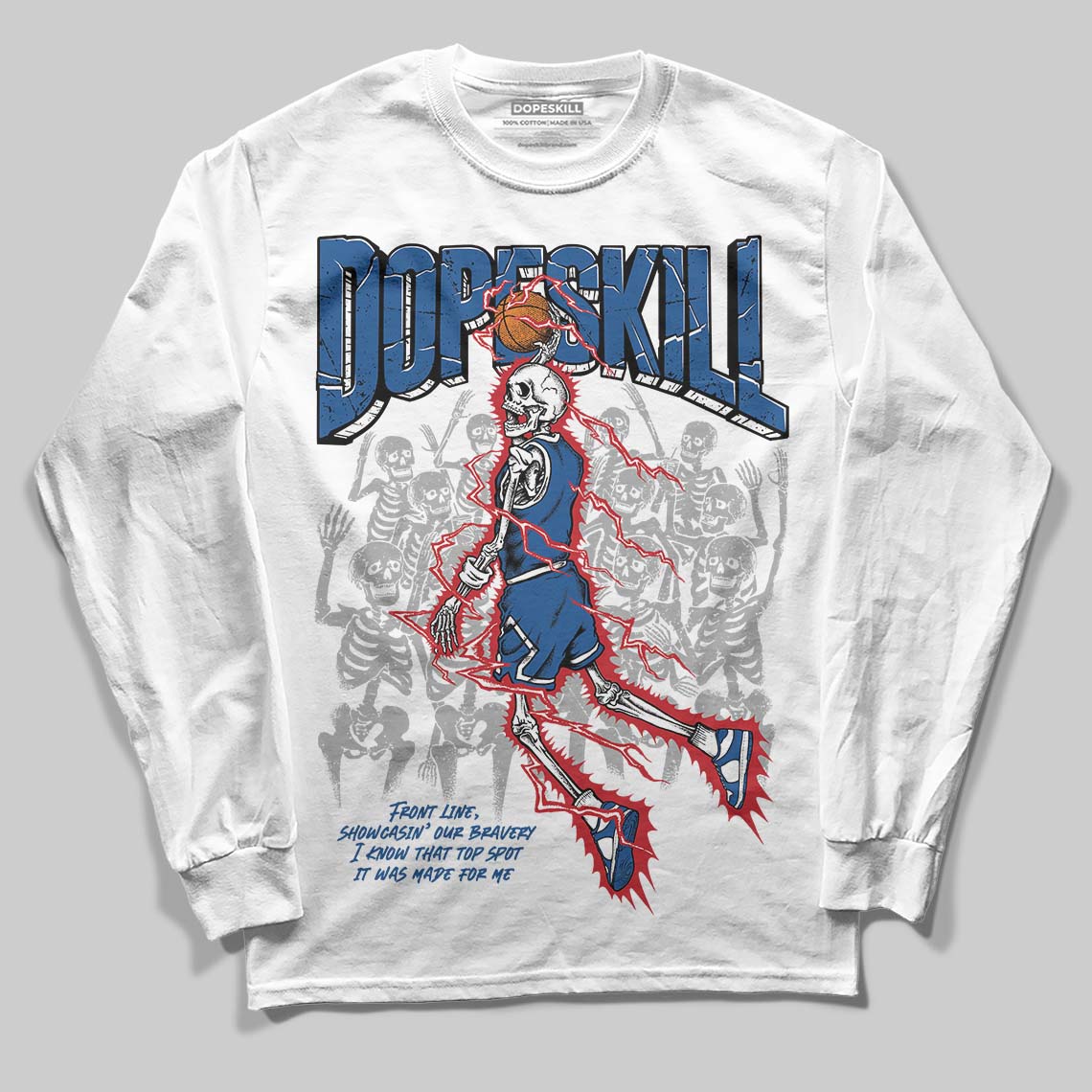 Jordan 1 Low OG “Storm Blue” DopeSkill Long Sleeve T-Shirt Thunder Dunk Graphic Streetwear - White
