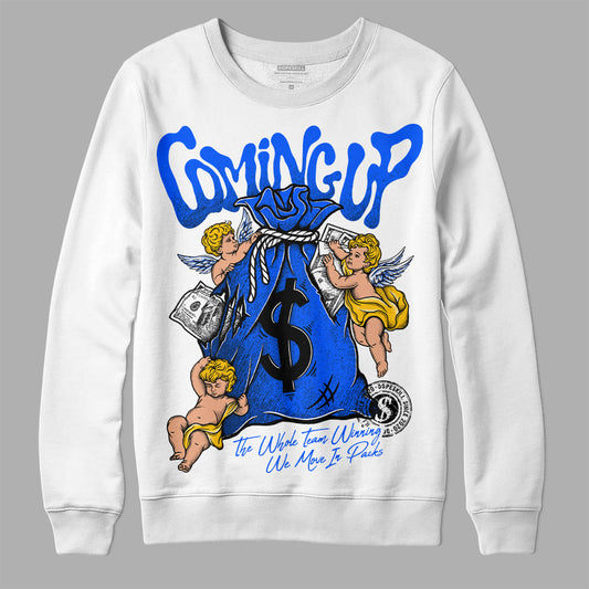 Royal Blue Sneakers DopeSkill Sweatshirt Money Bag Coming Up Graphic Streetwear - White