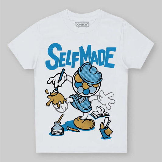 Jordan 4 Denim “Worn Blue” DopeSkill Toddler Kids T-shirt Self Made Graphic Streetwear - White