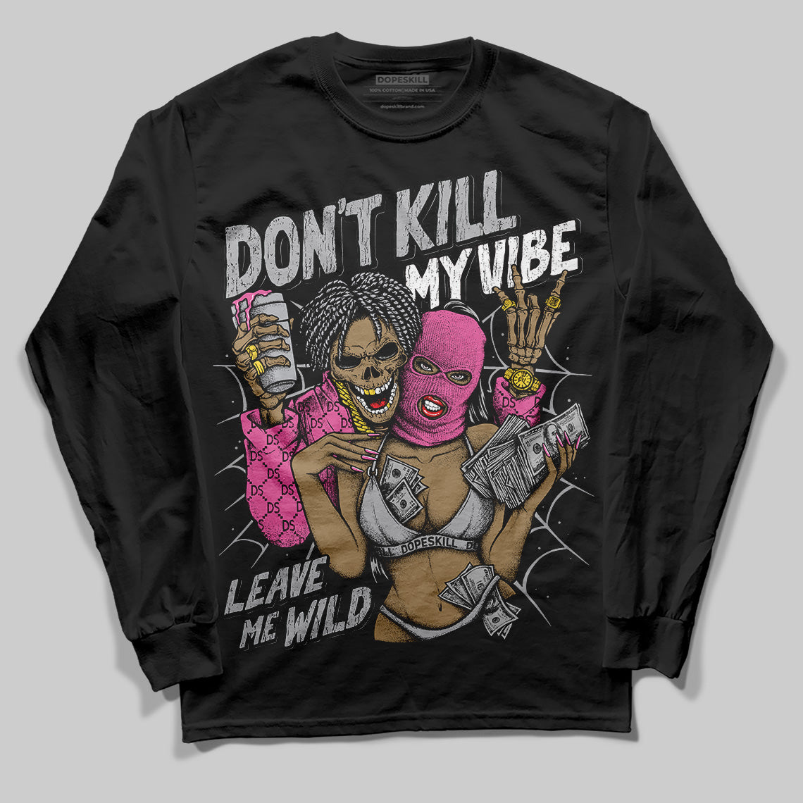 Asics Gel-Kayano 14 ‘Cream Sweet Pink’ DopeSkill Long Sleeve T-Shirt Don't Kill My Vibe Graphic Streetwear - Black
