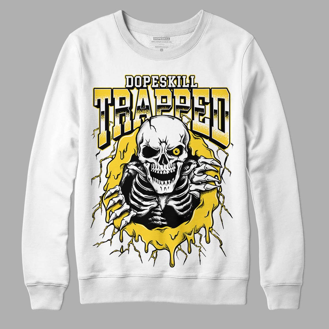Jordan 4 Tour Yellow Thunder DopeSkill Sweatshirt Trapped Halloween Graphic Streetwear - White
