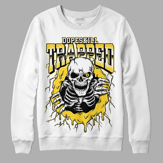 Jordan 4 Tour Yellow Thunder DopeSkill Sweatshirt Trapped Halloween Graphic Streetwear  - White