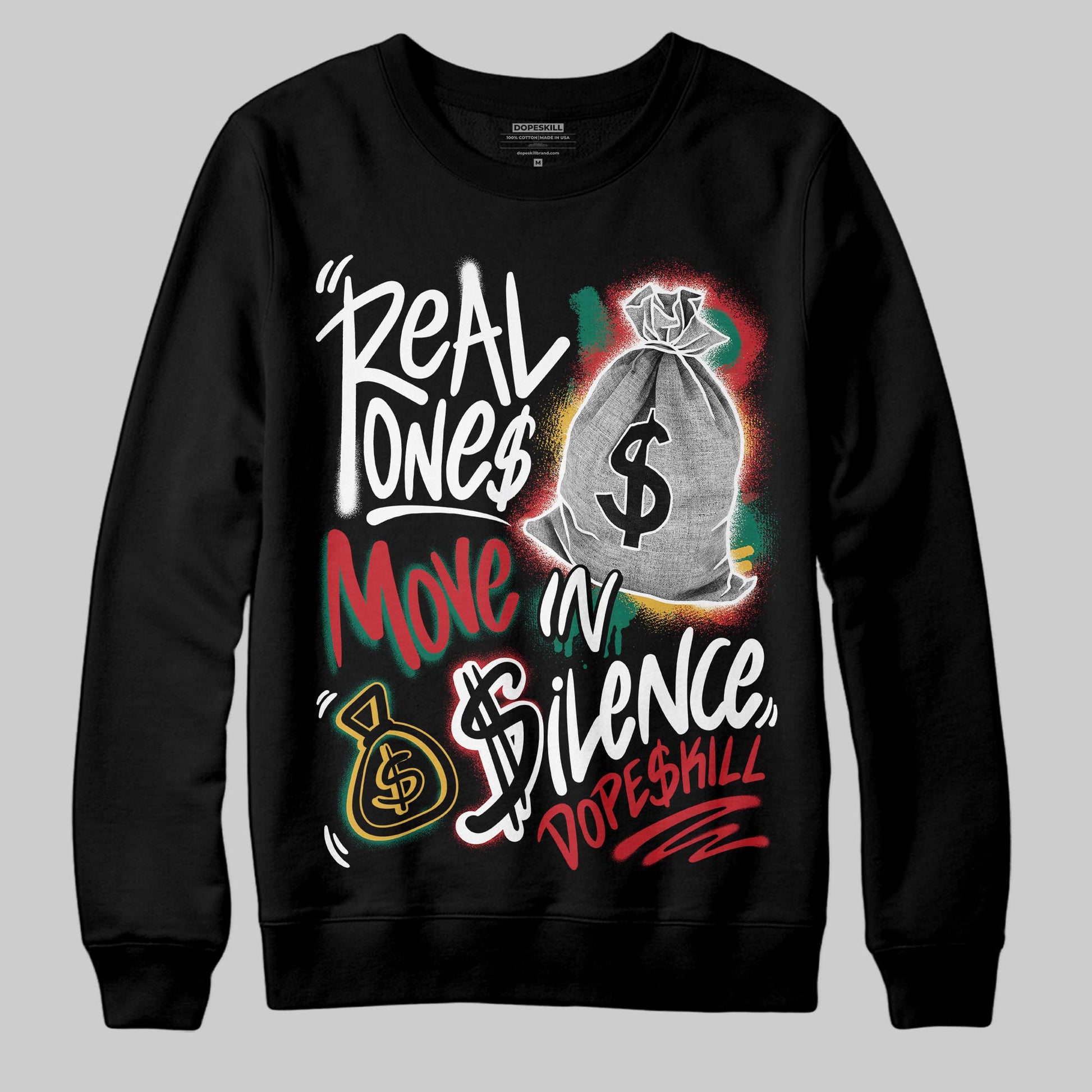 Jordan 3 Mexico 'El Vuelo' DopeSkill Sweatshirt Real Ones Move In Silence Graphic Streetwear - Black