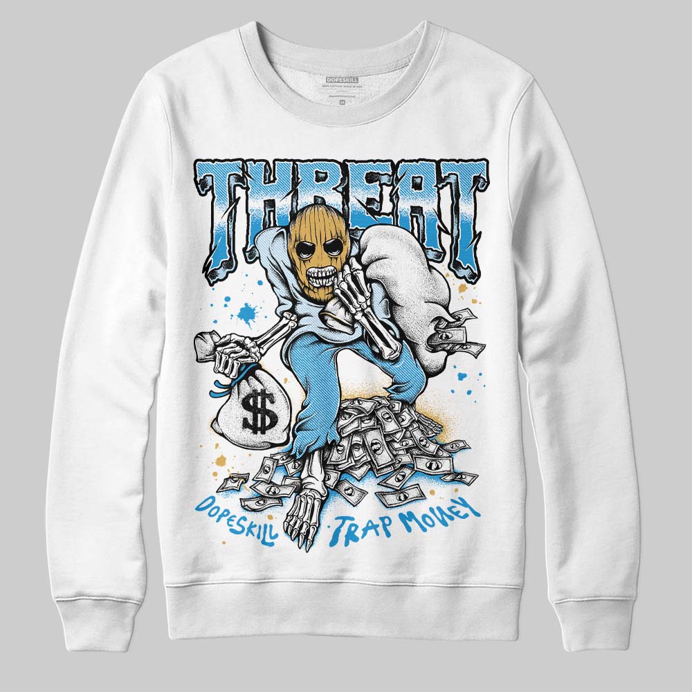 Jordan 4 Denim “Worn Blue” DopeSkill Sweatshirt Threat Graphic Streetwear - White