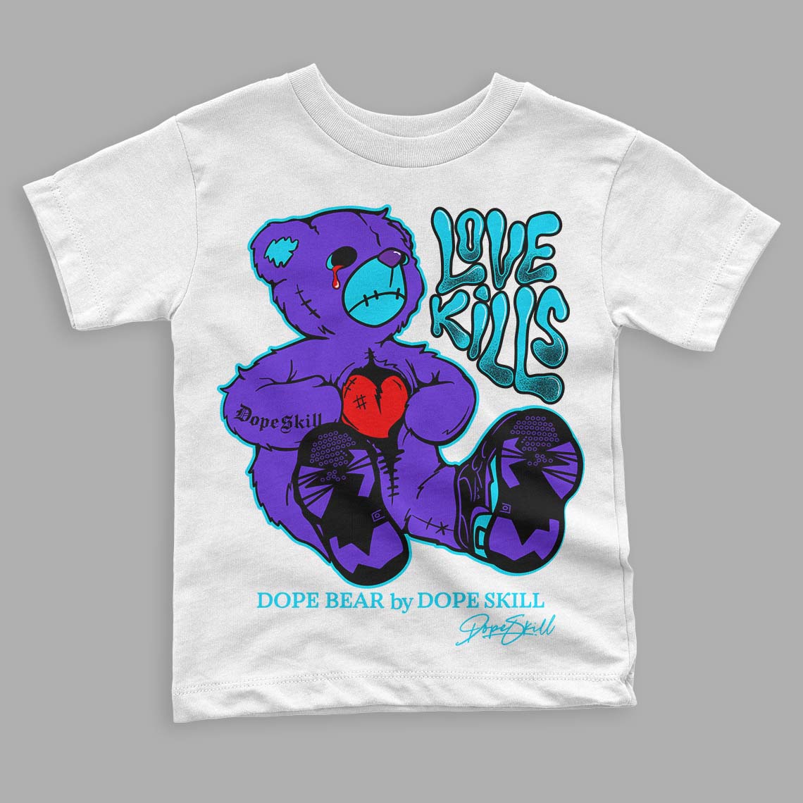 Jordan 6 "Aqua" DopeSkill Toddler Kids T-shirt Love Kills Graphic Streetwear - White