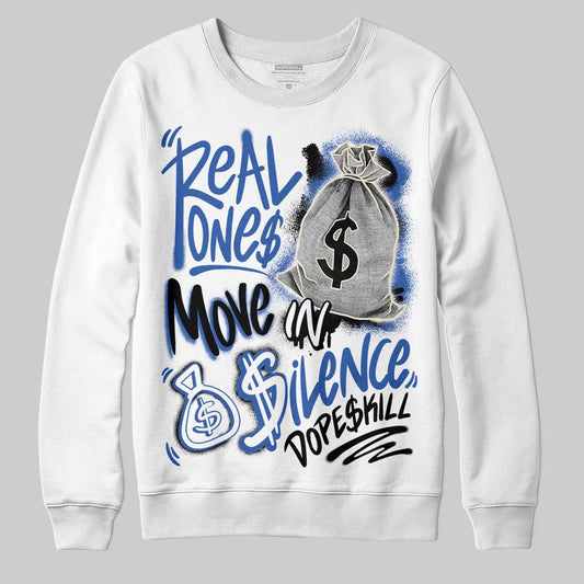Jordan 1 Low Travis Scott x Fragment DopeSkill Sweatshirt Real Ones Move In Silence Graphic Streetwear - White