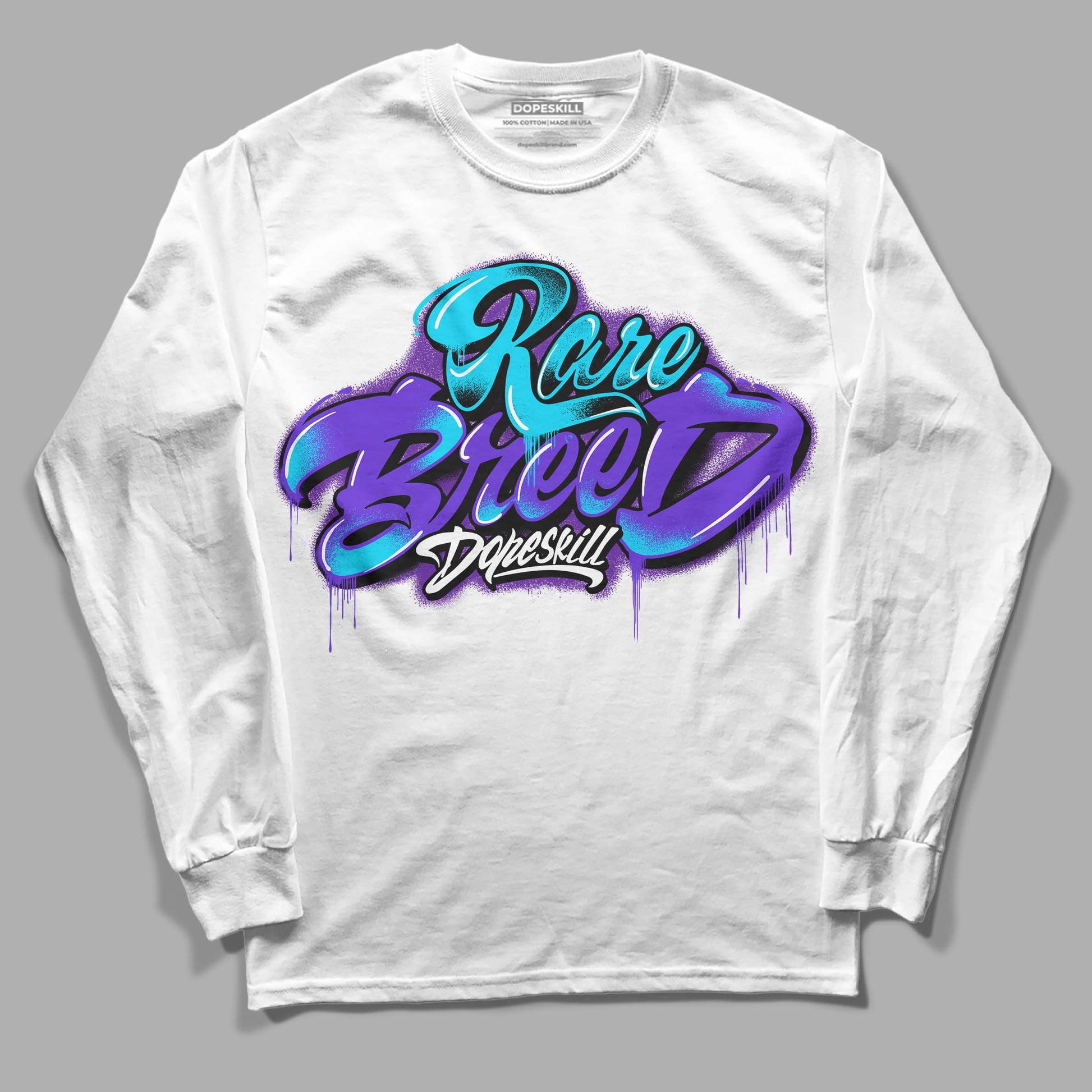 Jordan 6 "Aqua" DopeSkill Long Sleeve T-Shirt Rare Breed Type Graphic Streetwear - White