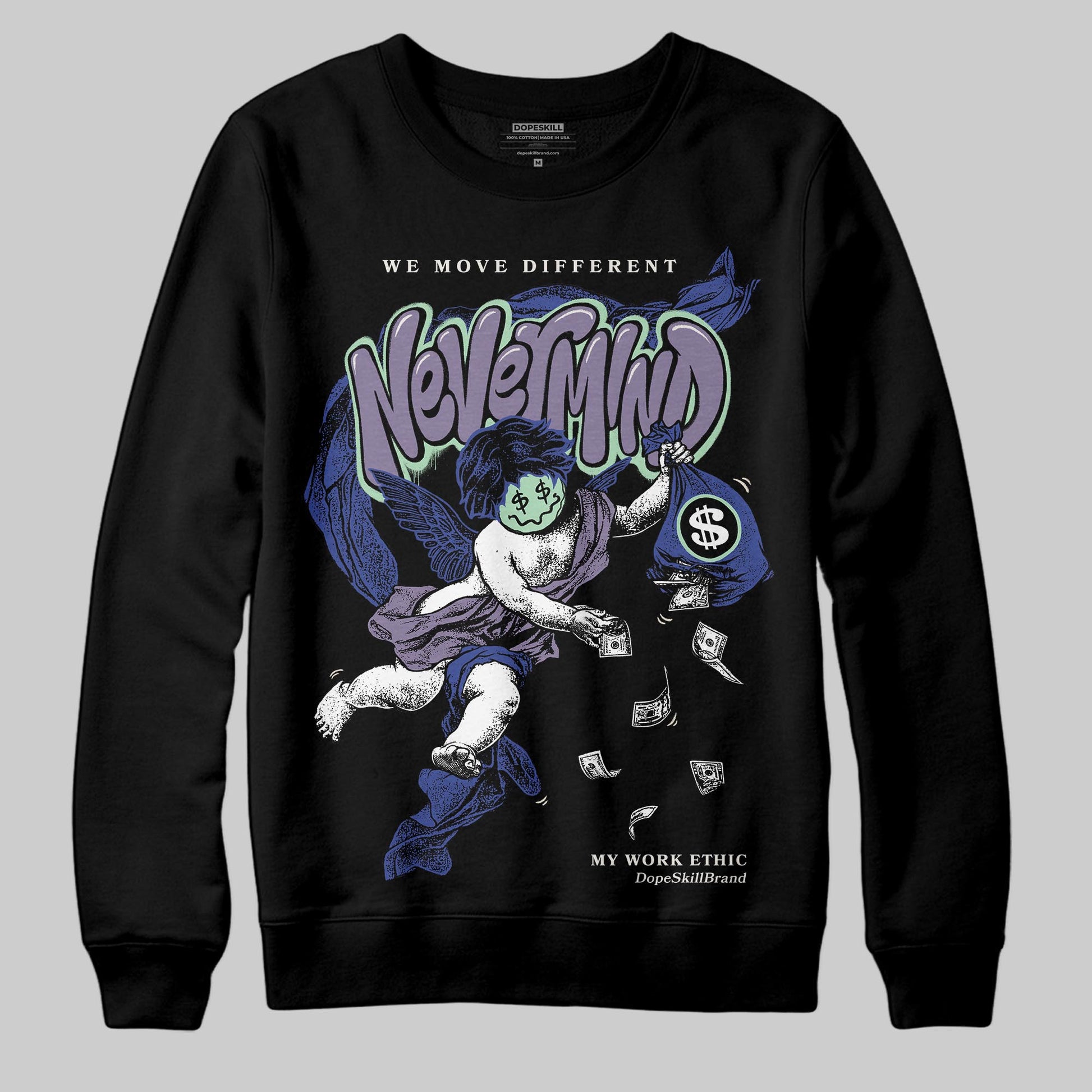 Jordan 1 Retro Low OG Zion Williamson Voodoo Alternate DopeSkill Sweatshirt Nevermind Graphic Streetwear - Black