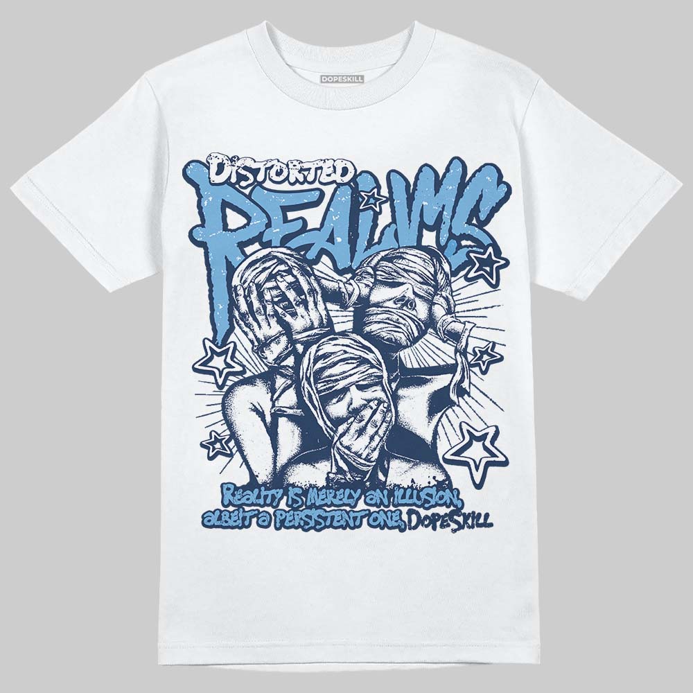 Jordan 4 SB “Summit White/Navy” DopeSkill T-Shirt Distorted Realms Graphic Streetwear - White