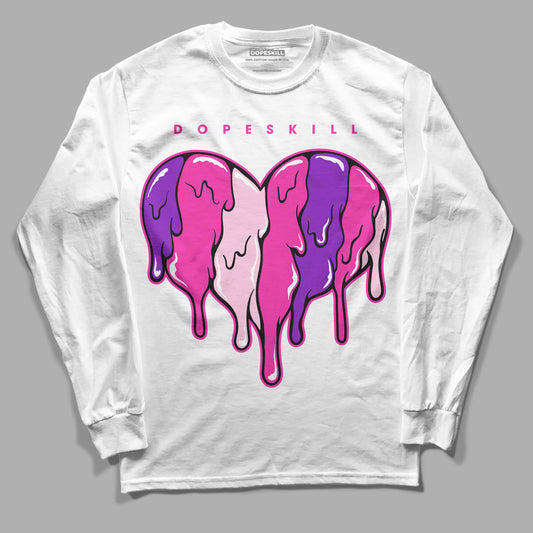 Pink Sneakers DopeSkill Long Sleeve T-Shirt Slime Drip Heart Graphic Streetwear - White