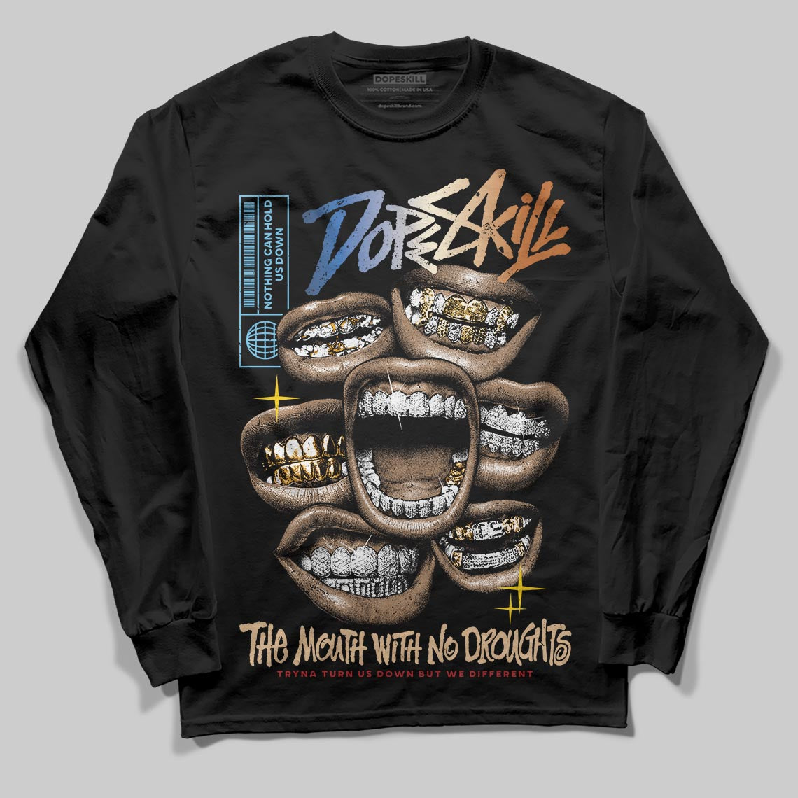 Jordan 17 Retro Low SP Infinite Archives DopeSkill Long Sleeve T-Shirt The Mouth With No Droughts Graphic Streetwear - Black