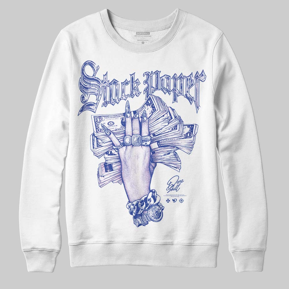 Royal Blue Sneakers DopeSkill Sweatshirt Stack Paper Graphic Streetwear - White