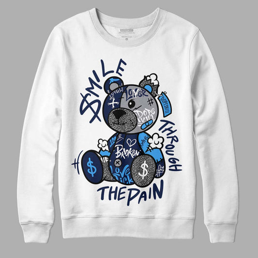 Jordan 3 "Midnight Navy" DopeSkill Sweatshirt Smile Through The Pain Graphic Streetwear - White