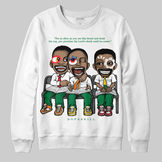 Jordan 5 “Lucky Green” DopeSkill Sweatshirt First Sunday Graphic Streetwear - White