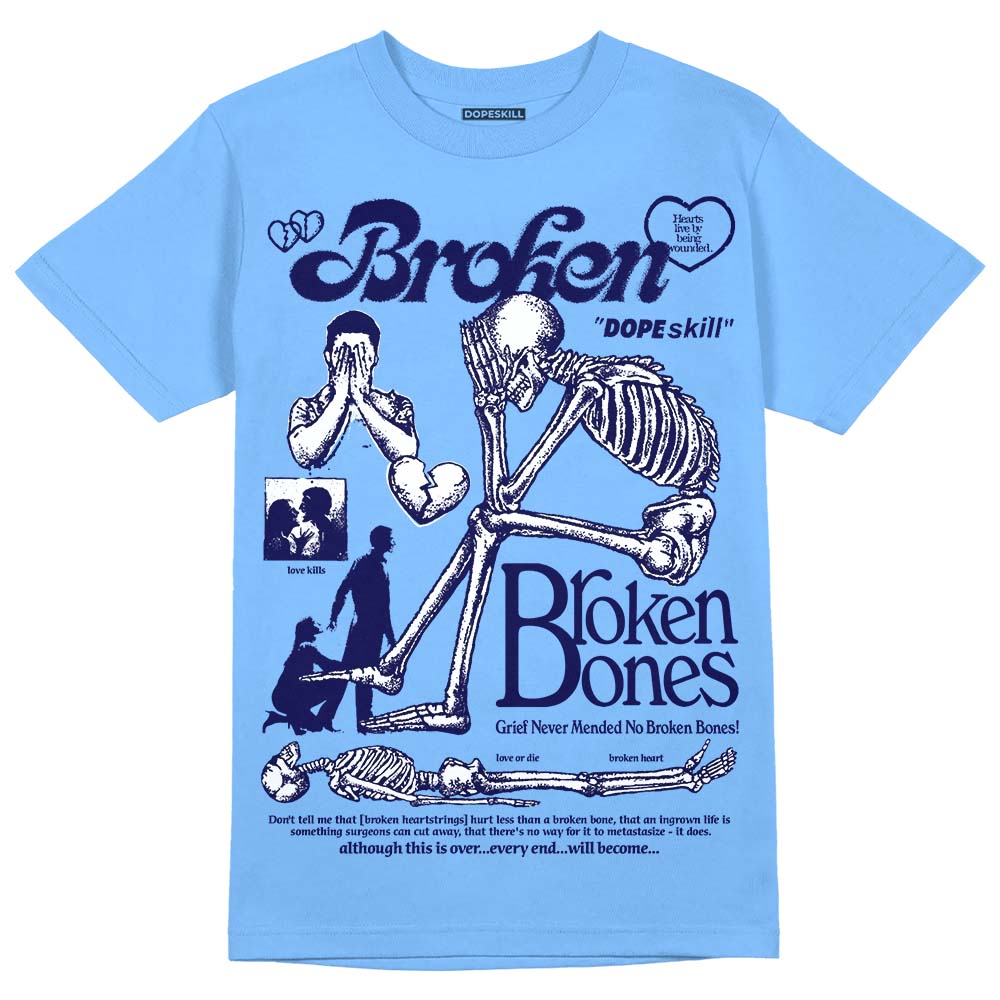 Jordan 9 Powder Blue DopeSkill Sky Blue T-Shirt Broken Bones Graphic Streetwear