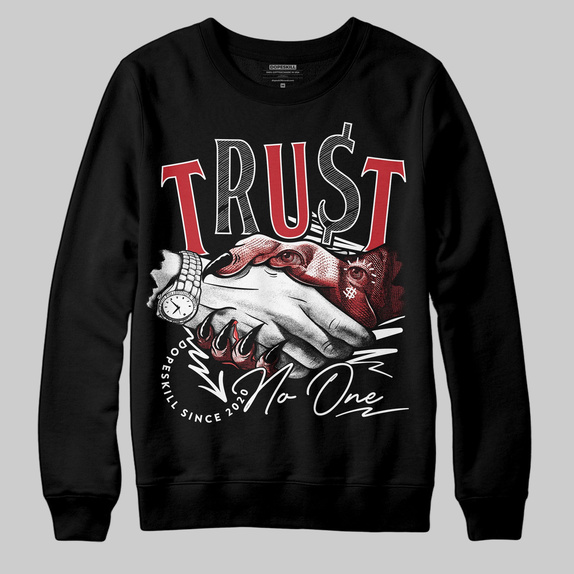 Jordan 11 Retro Low Bred (2025) DopeSkill Sweatshirt Trust No One Graphic Streetwear - Black