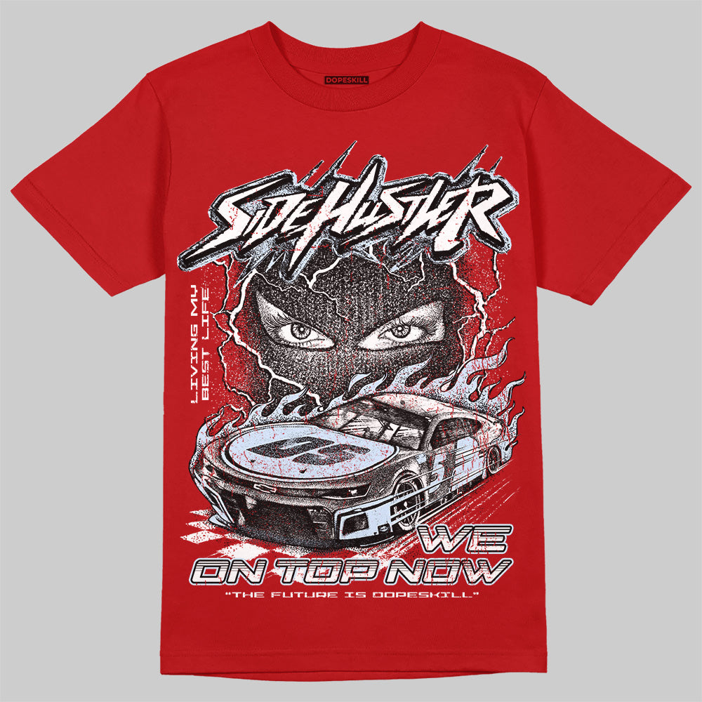 Jordan 11 Retro Cherry DopeSkill T-Shirt New Side Hustler Graphic Streetwear - Red