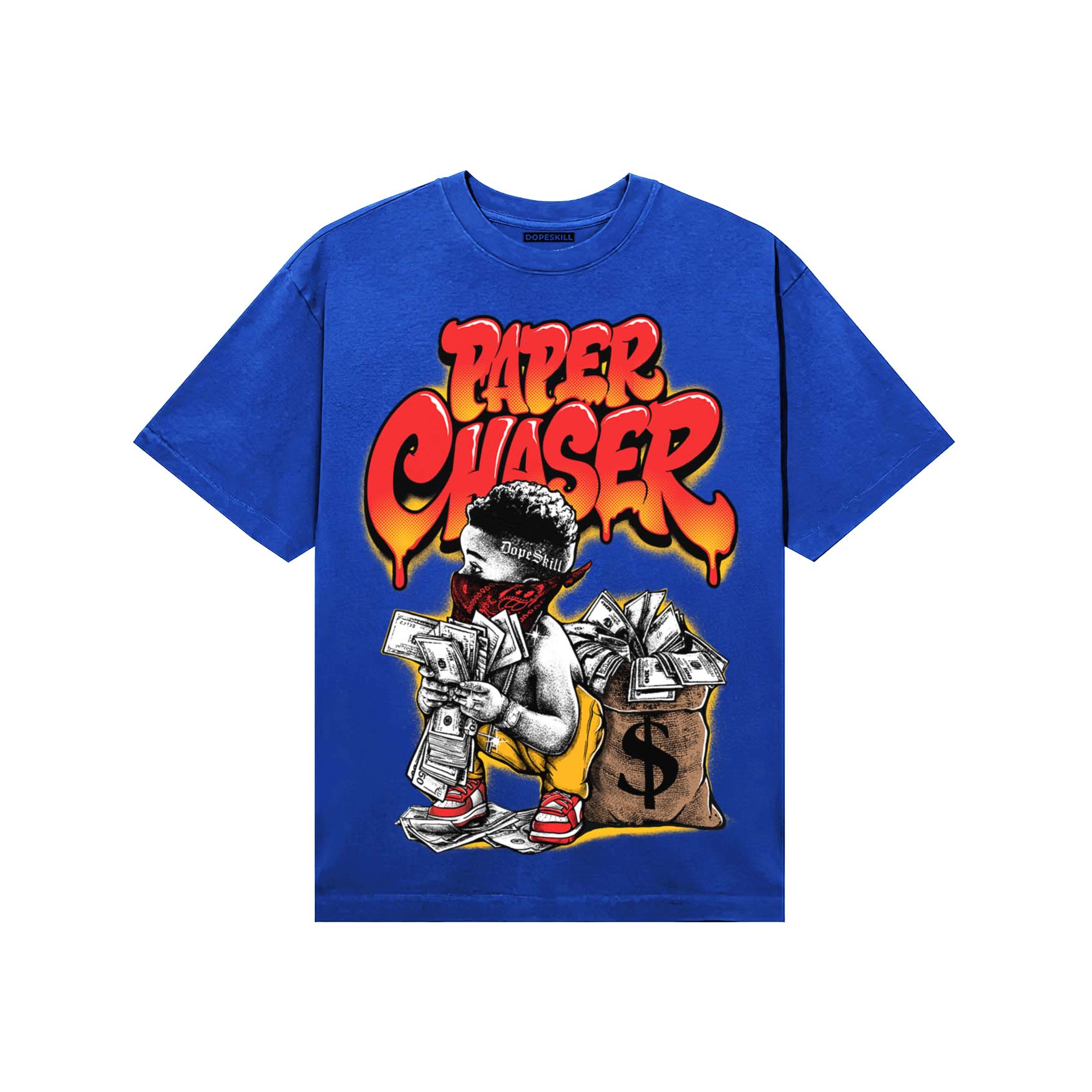 Royal Blue Sneakers DopeSkill T-Shirt Paper Chaser Boy Graphic Streetwear - Royal