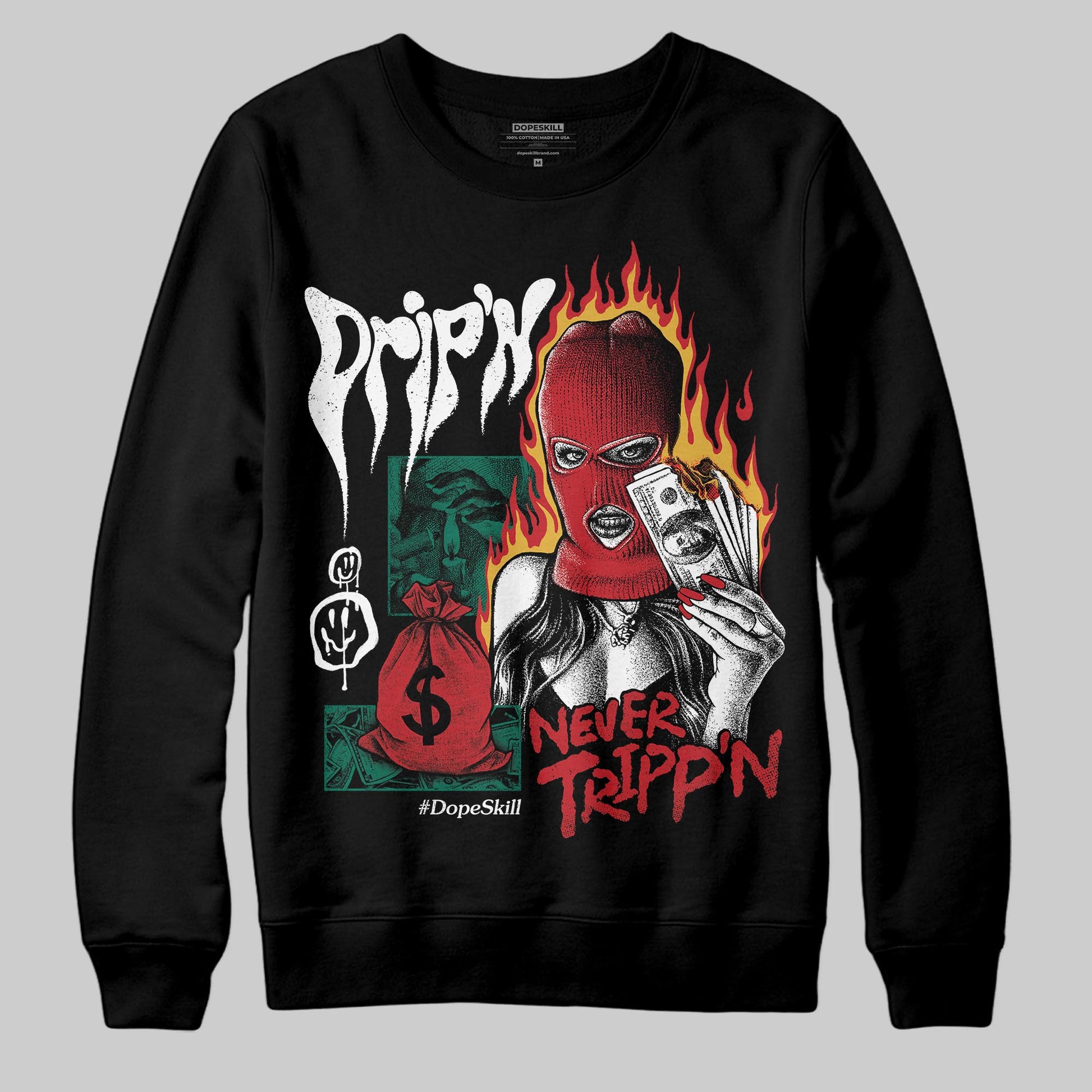 Jordan 3 Mexico 'El Vuelo' DopeSkill Sweatshirt Drip'n Never Tripp'n Graphic Streetwear - Black