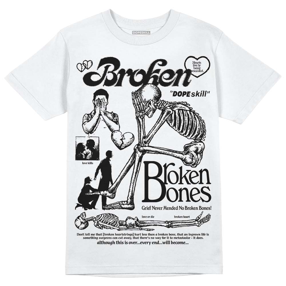 Dunk Low Panda White Black DopeSkill T-Shirt Broken Bones Graphic Streetwear - WHite