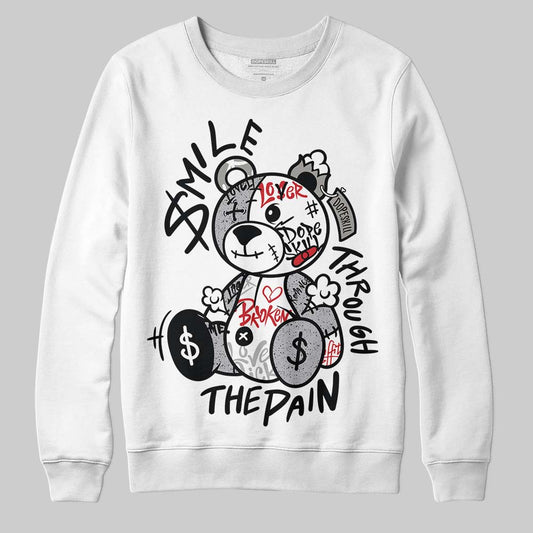 Jordan 4 OG “White Cement” DopeSkill Sweatshirt Smile Through The Pain Graphic Streetwear - White